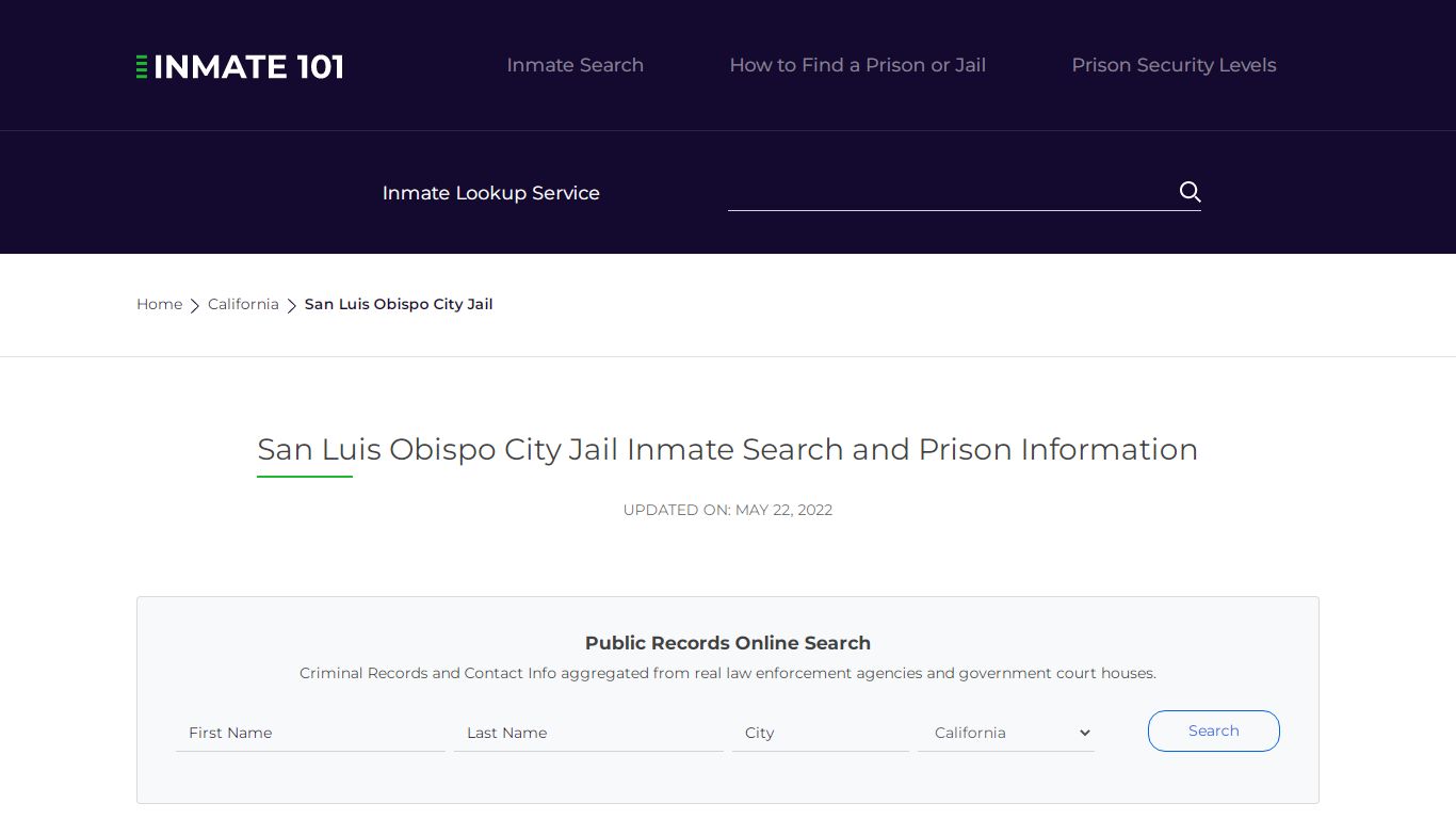 San Luis Obispo City Jail Inmate Search, Visitation, Phone ...